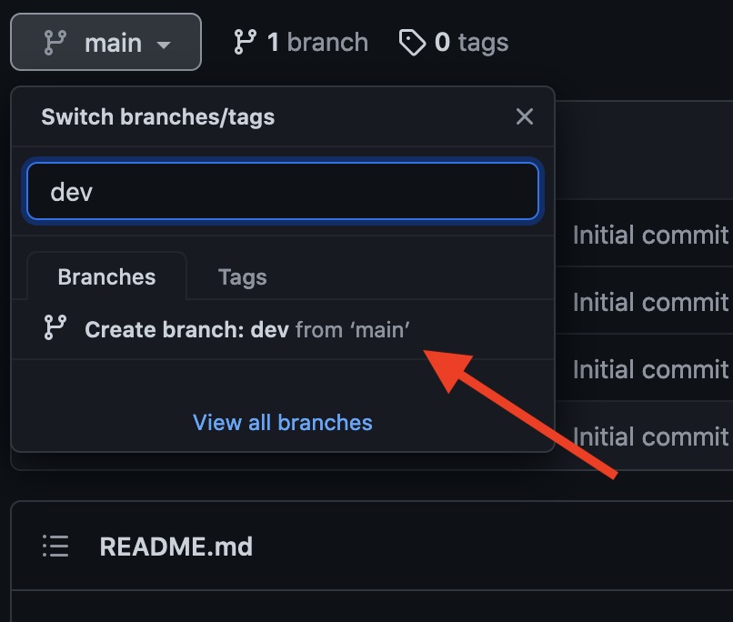 Create dev branch